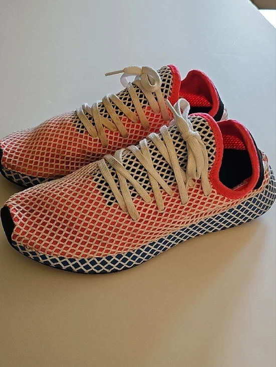 Men's Adidas Deerupt Coral and White Mesh Athletic Shoes SIZE 10 - Picture 4 of 8